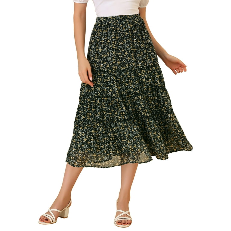 Elastic waist 2024 chiffon maxi skirt