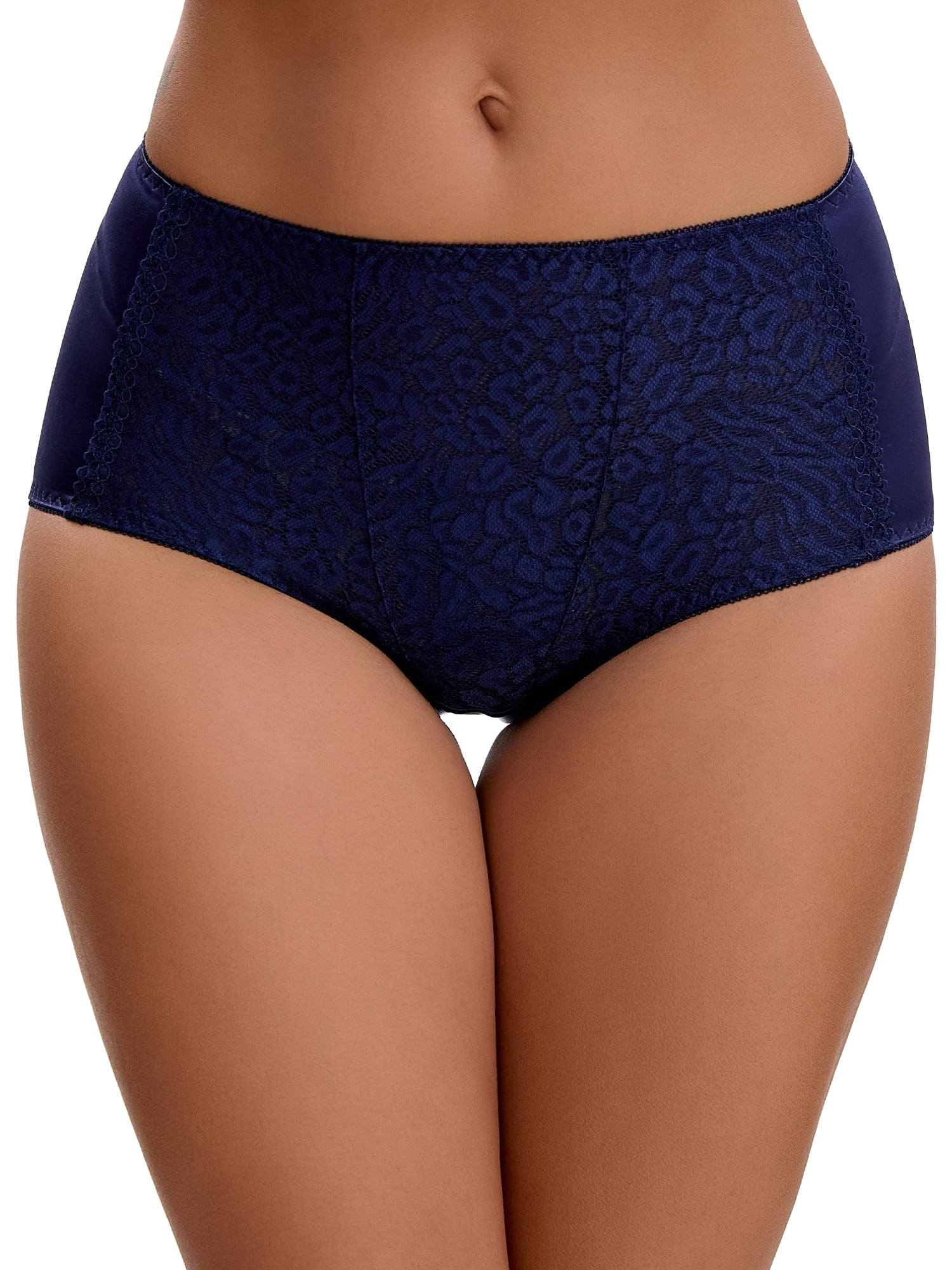 Unique Bargains Women's Floral Lace Breathable Mid Rise Underpants XL Blue