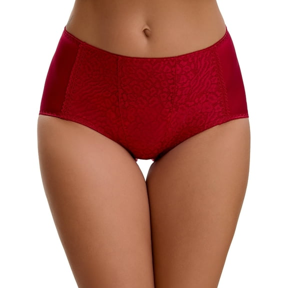 Unique Bargains Women's Floral Lace Breathable Mid Rise Underpants XL Wine Red