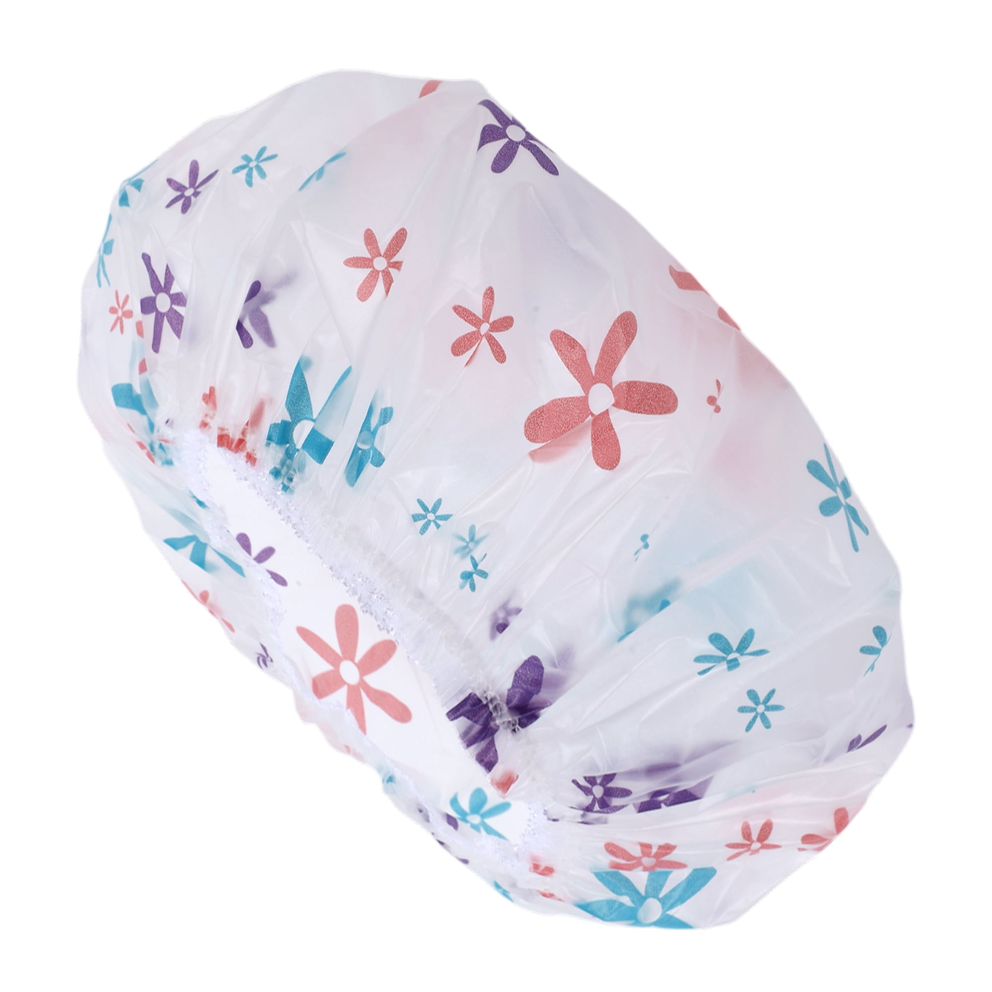 Unique Bargains Women's Floral Pattern Shower Cap Purple Blue 1 Pc
