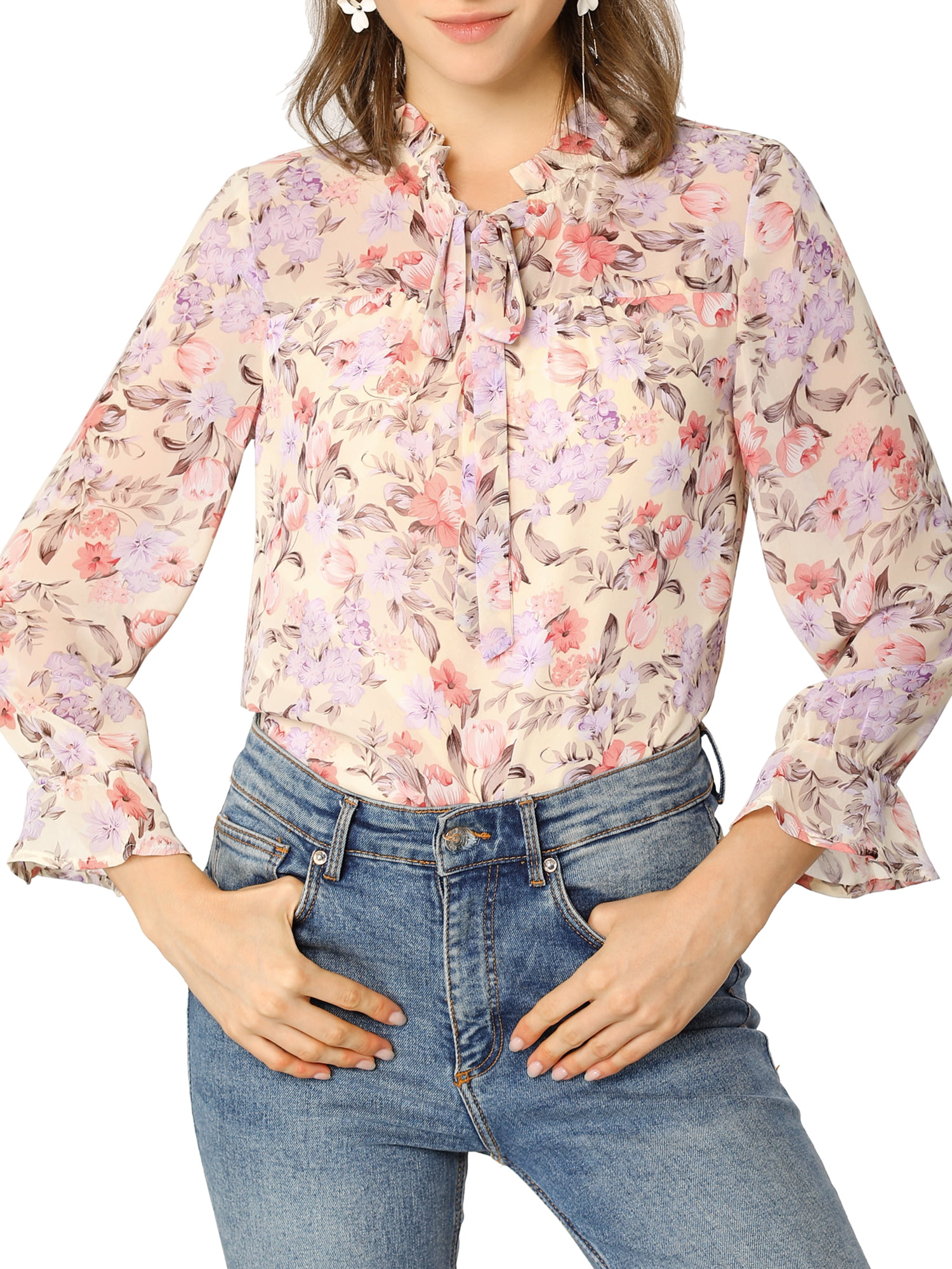HERLIAN Ruffled Floral Collar Shirt