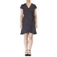 thumbnail image 1 of Unique Bargains Women's Floral Print Ruffle Hem V Neck Chiffon Wrap Dress, 1 of 7