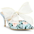 thumbnail image 1 of Unique Bargains Women's Floral Printed Lace Strap Stiletto Heels Mules, 1 of 6