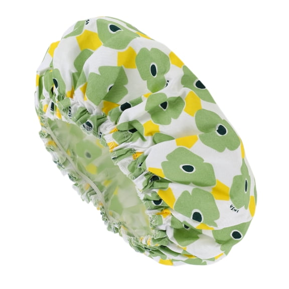 Unique Bargains Women's Flower Pattern Shower Cap 1 Pc Green