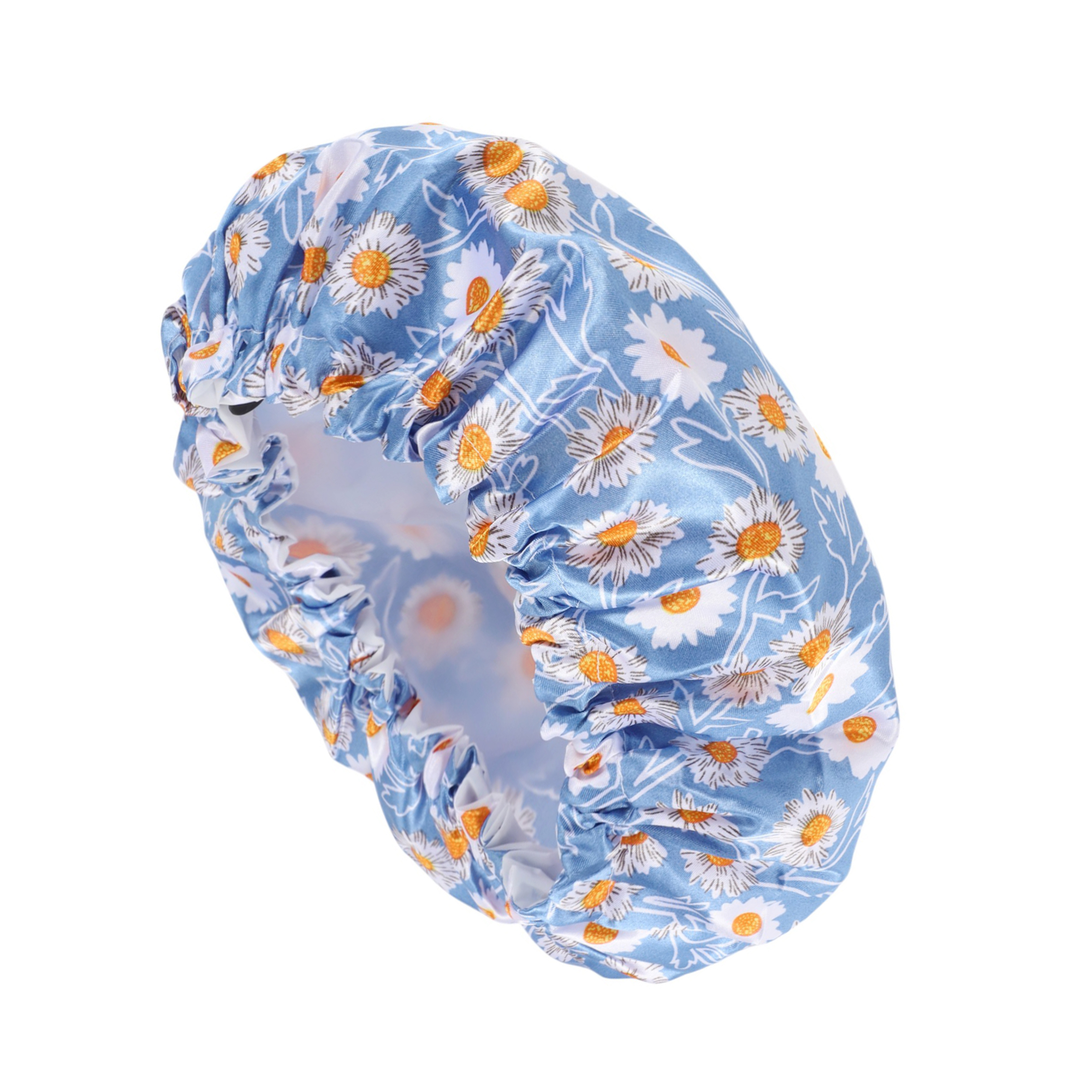 Unique Bargains Women's Flowers Bath Cap 1 Pc Blue, White, Orange