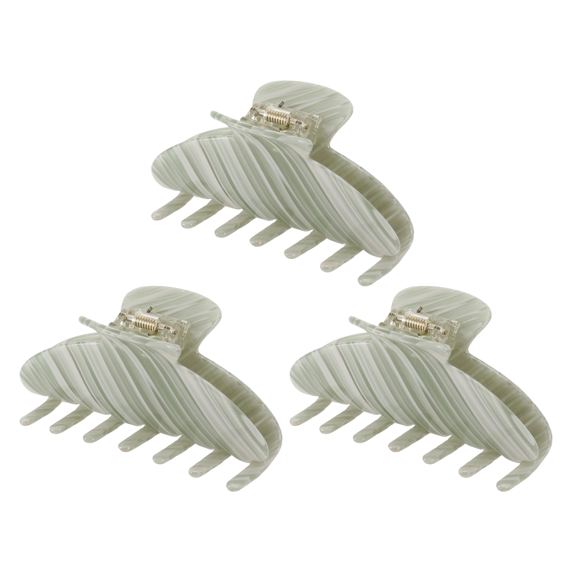 NOMADIC NOOK Women's French Large Hair Caw Clips 3 Pcs Green Beige
