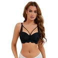 thumbnail image 1 of Unique Bargains Women's Front Cross Soft Underwire Bras Training Minimizers D 38 Black, 1 of 6