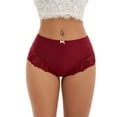 thumbnail image 1 of Unique Bargains Women's Full-Coverage Panties Lace Trim High Waist Briefs S Wine Red, 1 of 6
