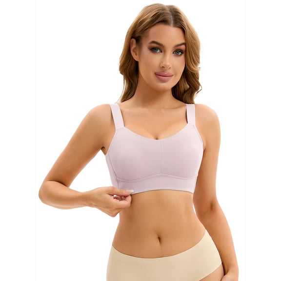 Unique Bargains Women's Full Coverage Push Up V Neck Bras Adjustable Straps S Deep Purple