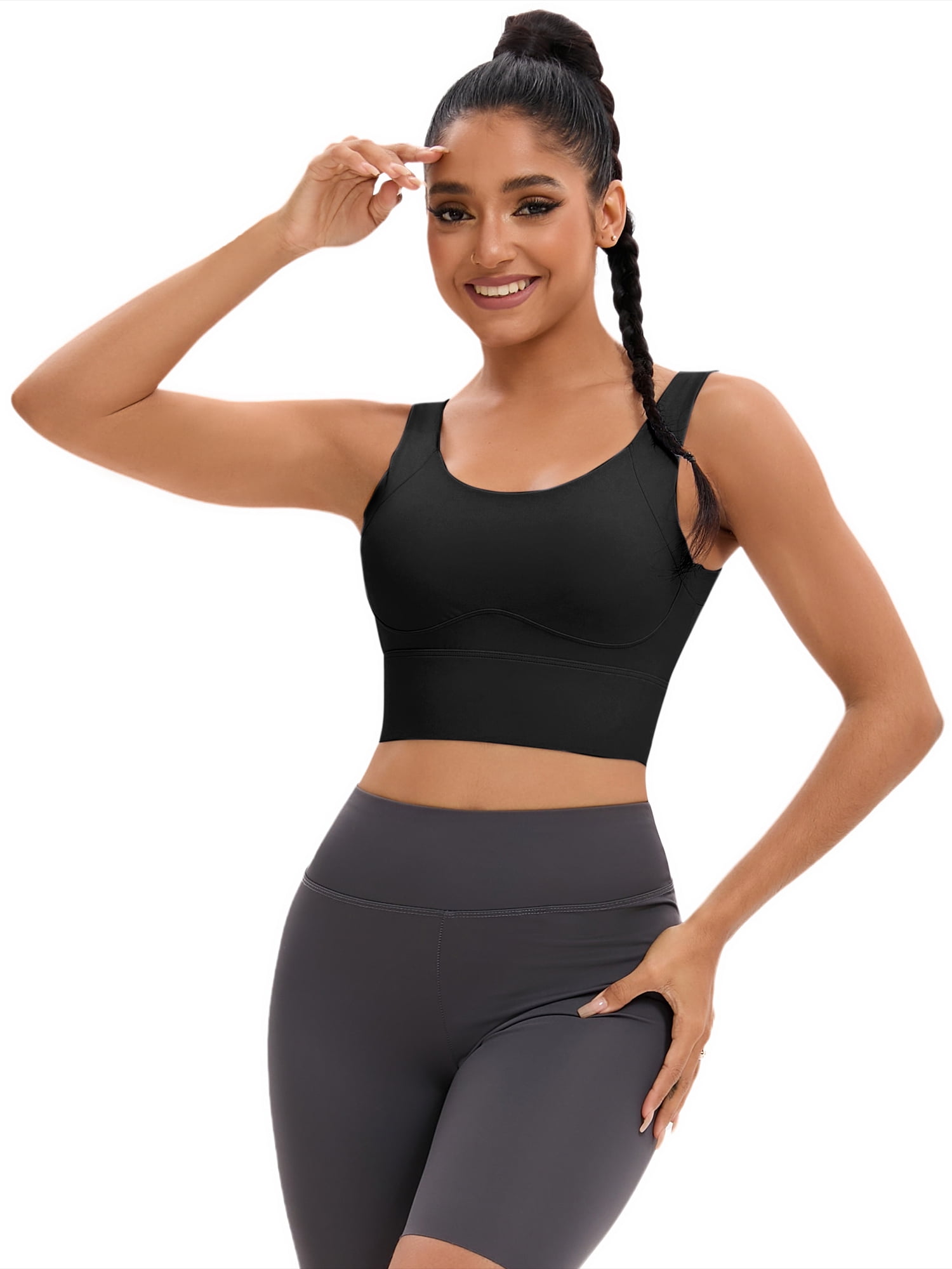 DARING DIVA Full Coverage V-Back Workout Bras Comfort Sports Bras XL Black