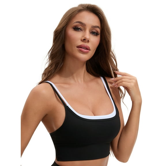 Unique Bargains Women's Full Coverage Workout Padded Sports Bras S Black