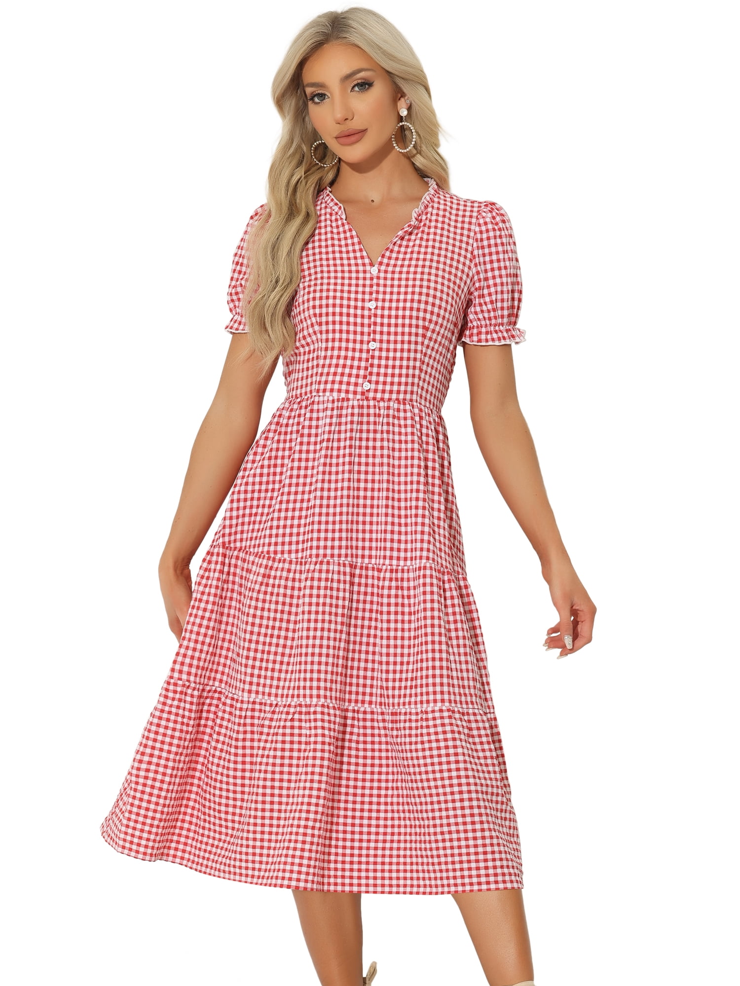 knee length dresses for ladies Diane gingham midi dress