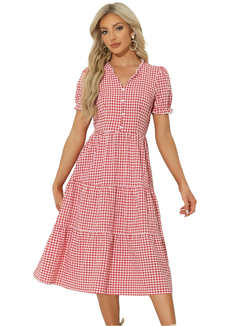 fitted lace wedding dress Vintage Alabama Gingham Dress July 4th Holiday 4 main image 1