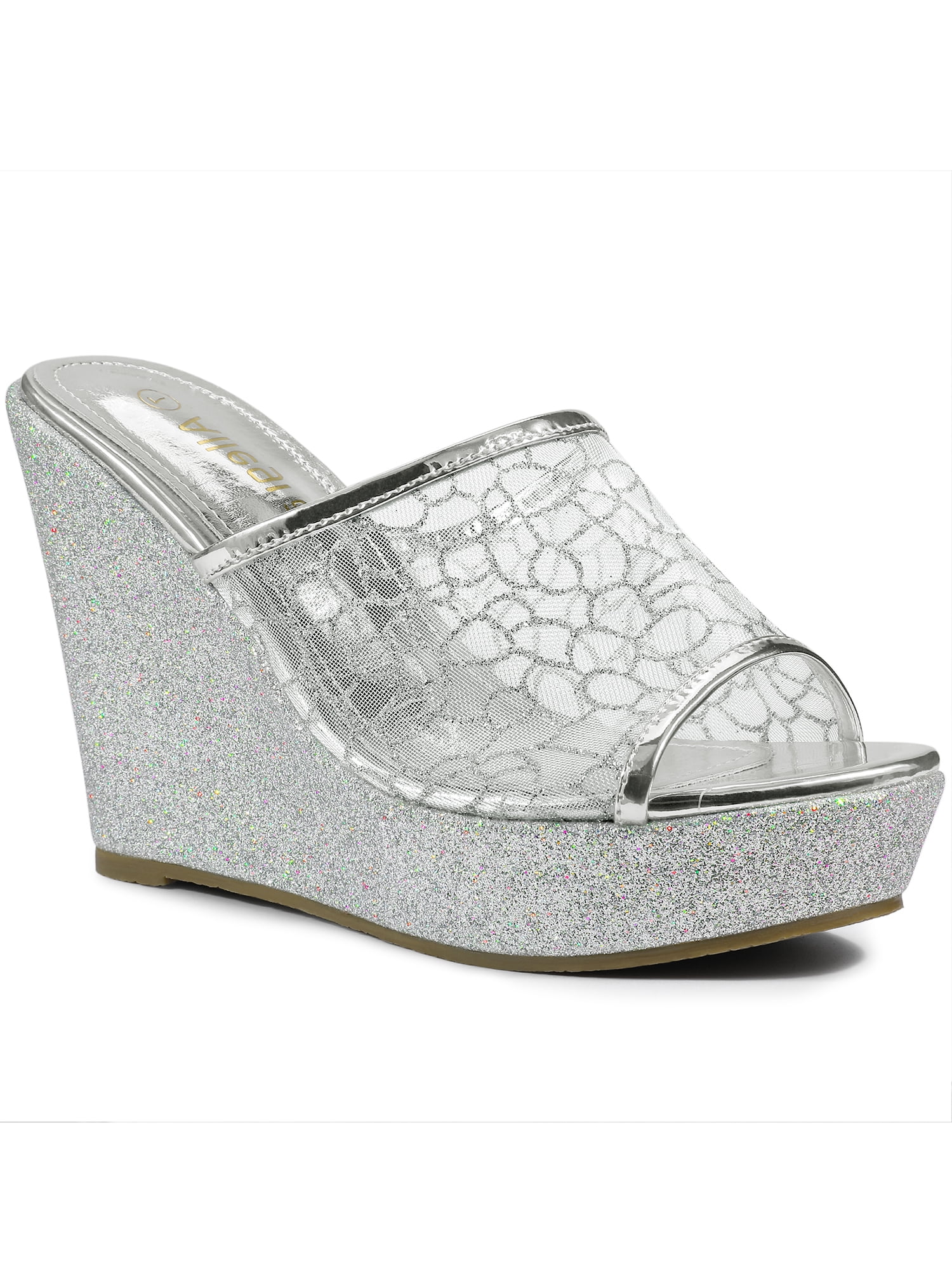 Glitter silver deals wedges