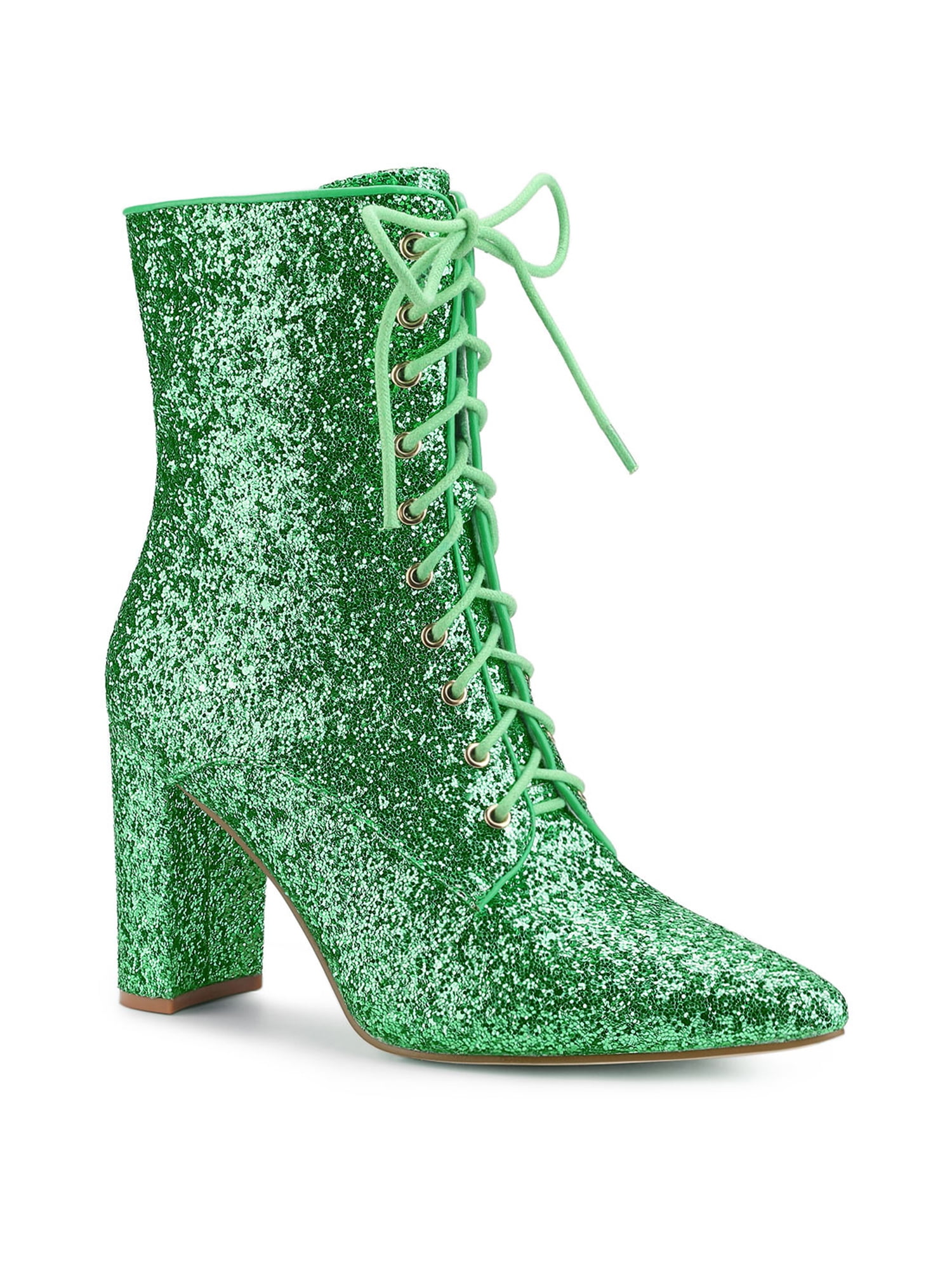 Saint Lorena Green Metallic Leather High Ankle Boots – SaintG India