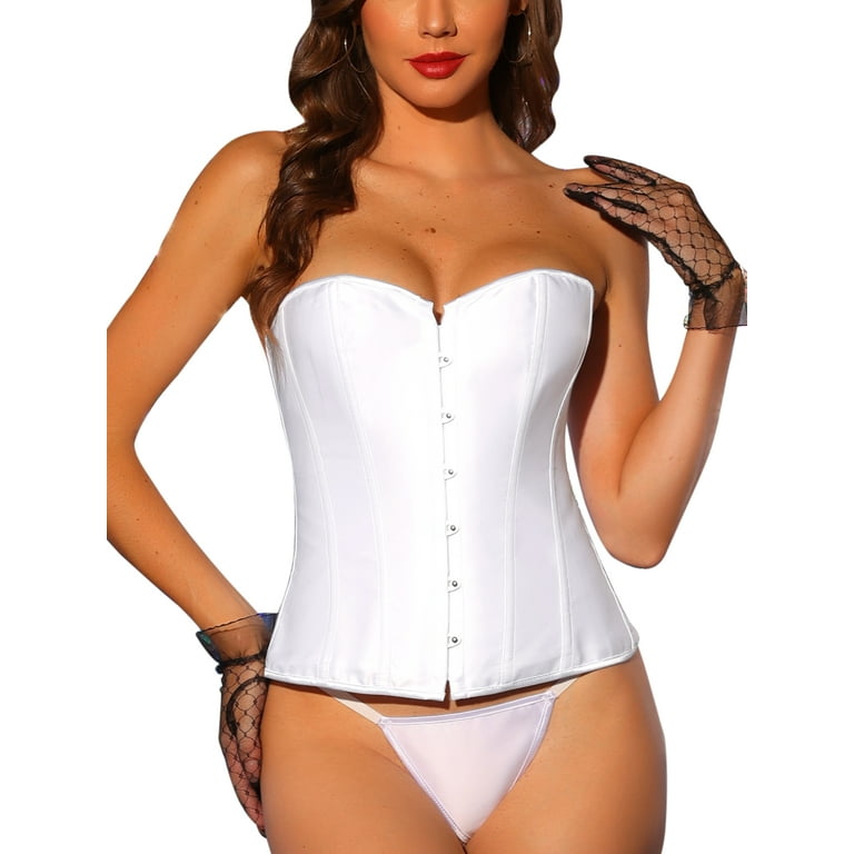 Beauty Corset Top Bustiers Overbust Satin Sexy Victorian Corsets Corselet  Brocade Vintage Style Korsett for Women Plus (Color : 808 White, Size :  5XL) : : Fashion