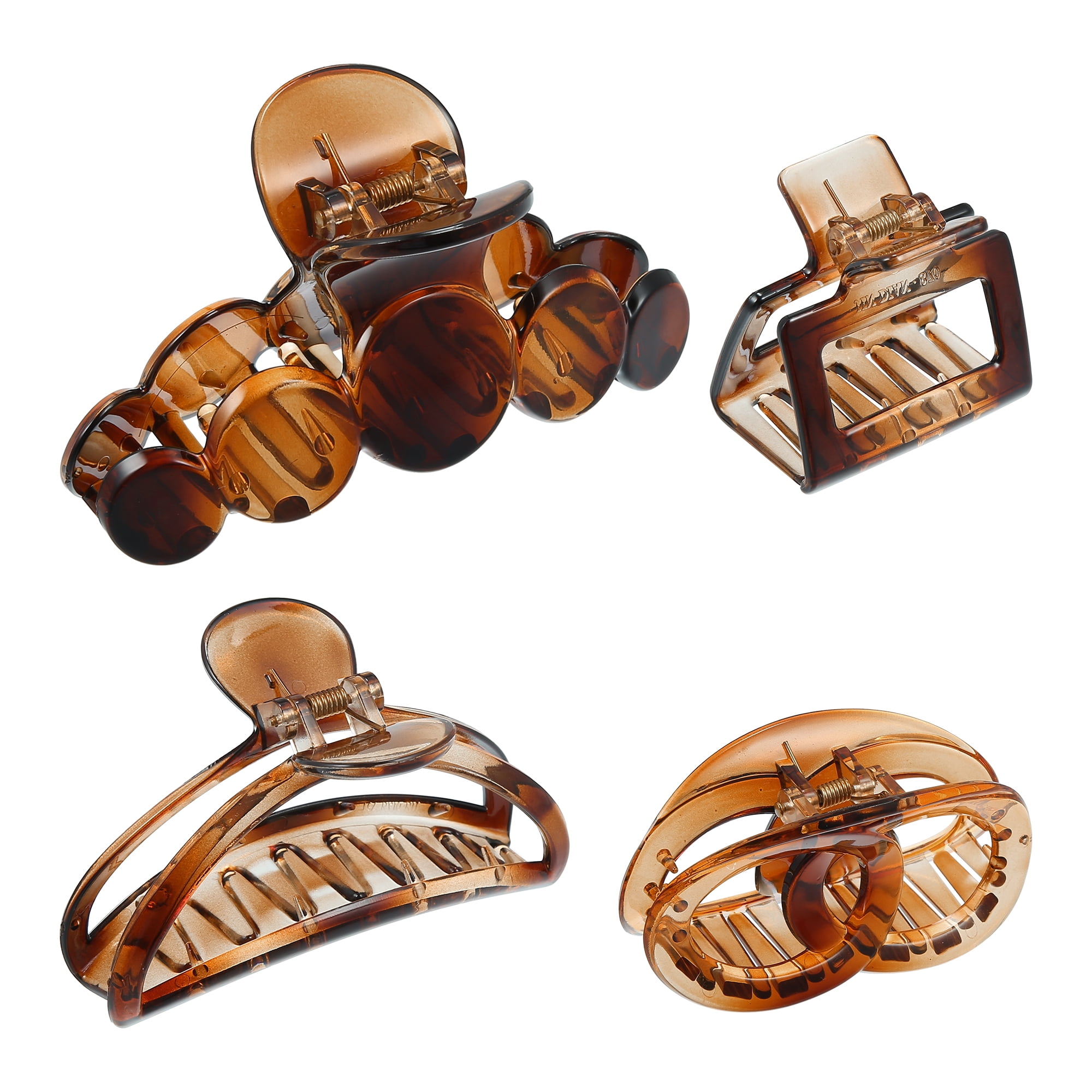 NOMADIC NOOK Women's Hair Clips No Slip Grip Plastic 4Pcs Coffee Color