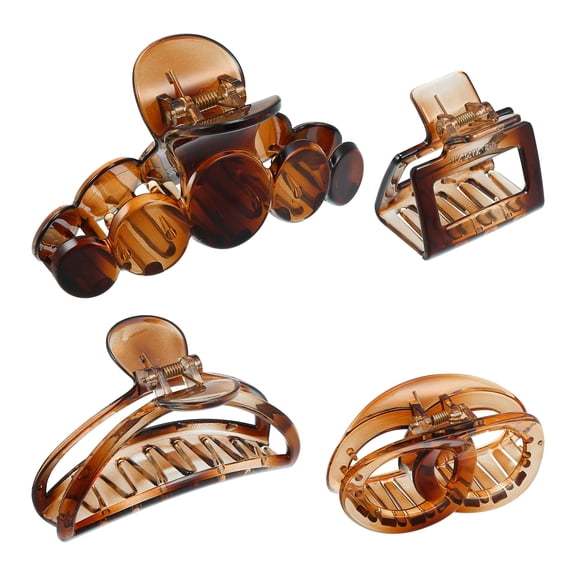 NOMADIC NOOK Women's Hair Clips No Slip Grip Plastic 4Pcs Coffee Color
