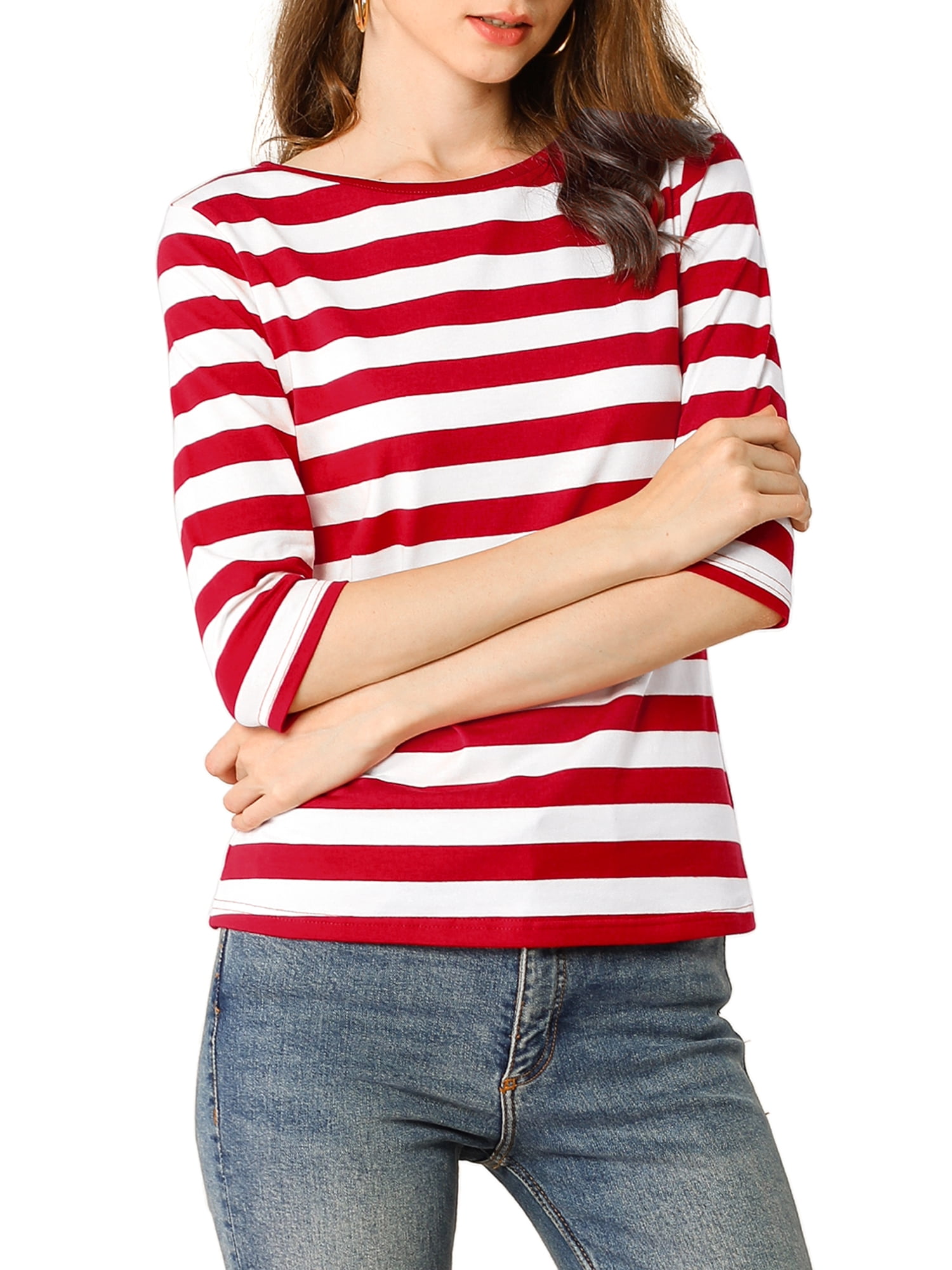 Unique Bargains Women's Halloween Costume 1/2 Sleeve Round Neck Floral Top 2XL Red White