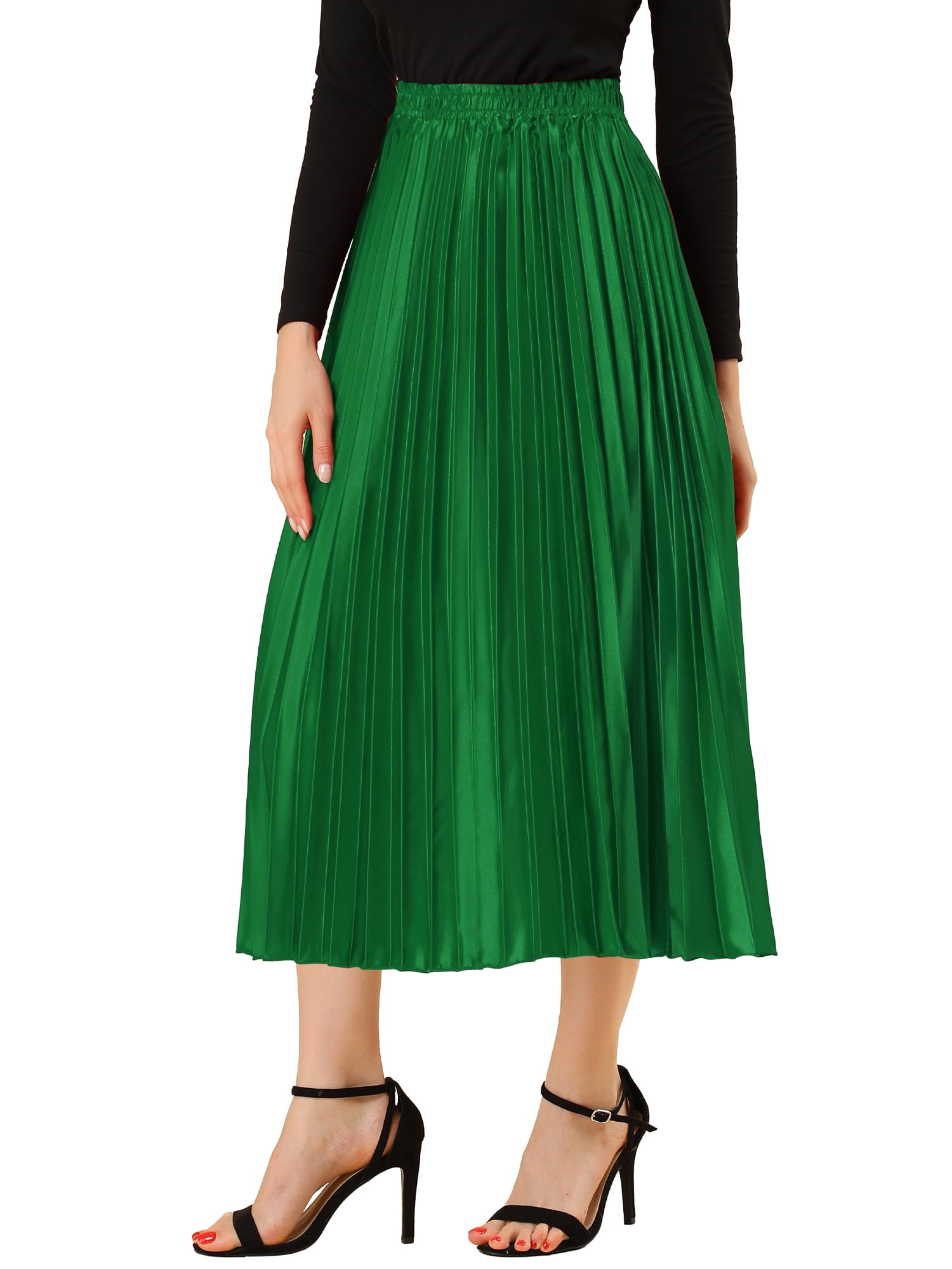 High waist shop pleated skirt green