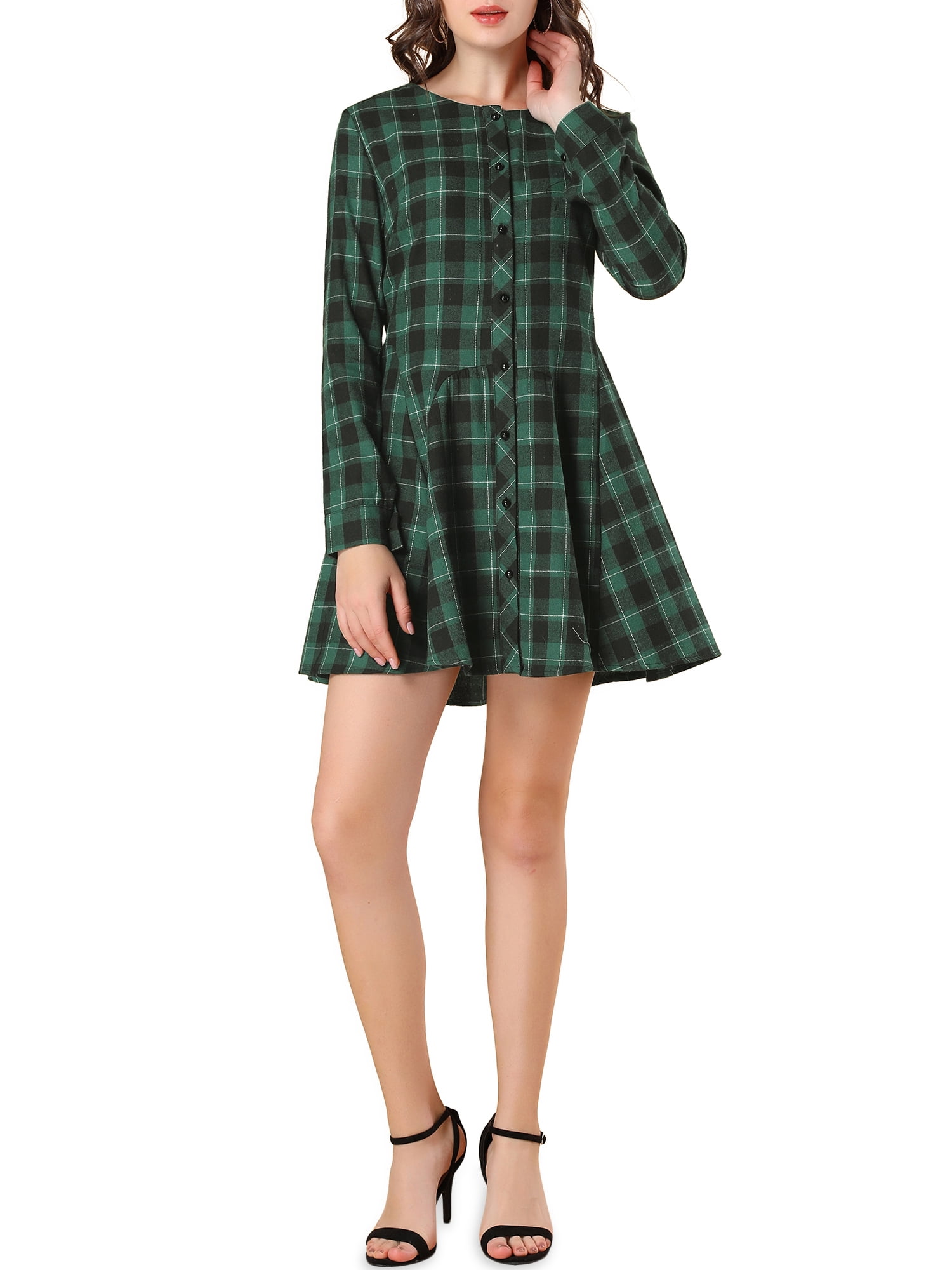 Unique Bargains Women's Halloween Costume Belted Plaids Mini A Line