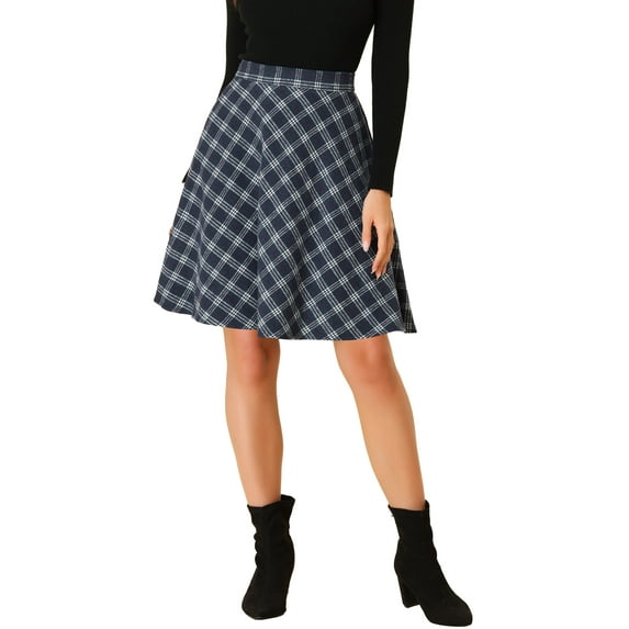 Unique Bargains Women's Halloween Costume Elastic Waist Knee Length Vintage Skirt S Dark Blue