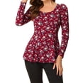thumbnail image 1 of Unique Bargains Women's Halloween Costume Scoop Neck Peplum Blouse Top L Burgundy, 1 of 6
