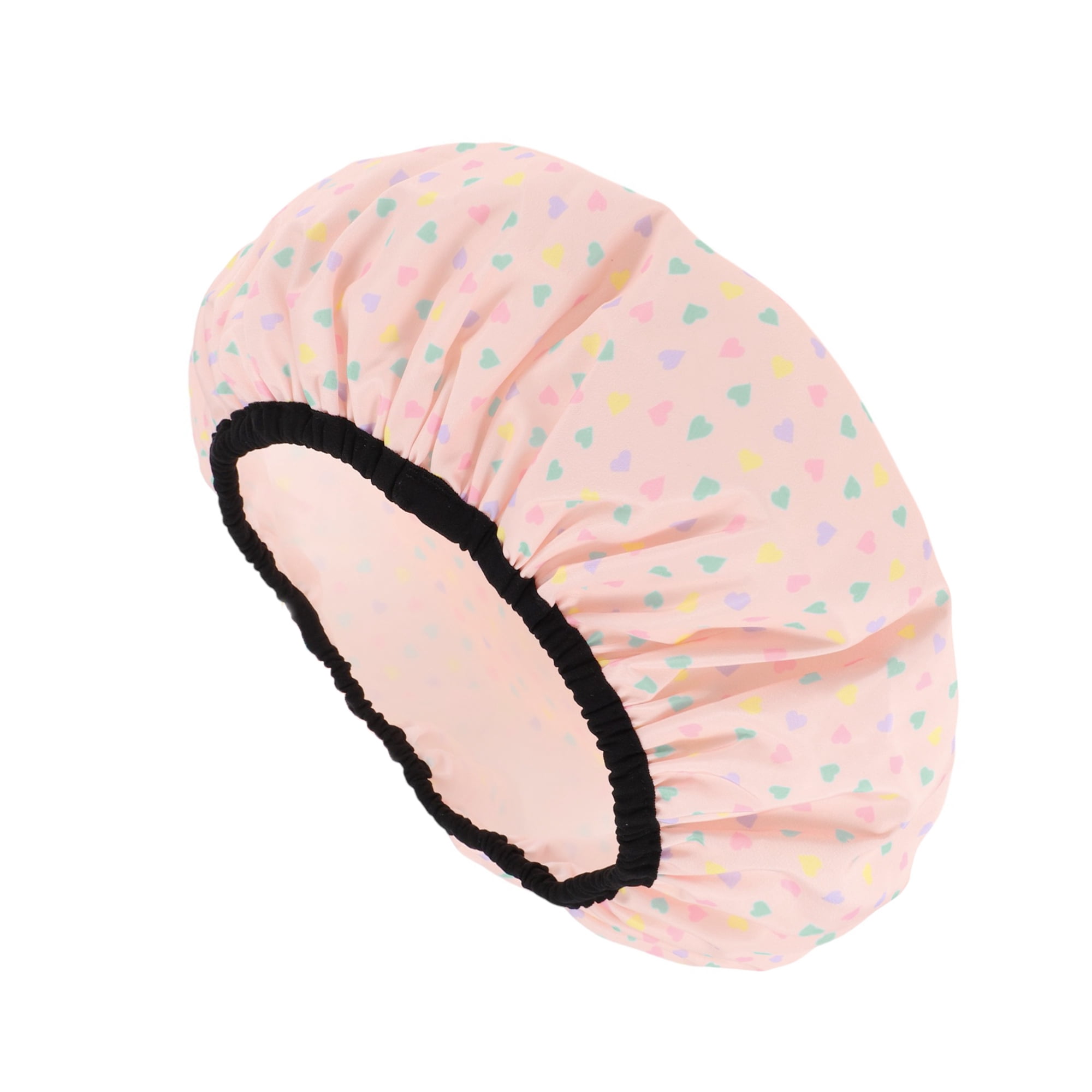 Unique Bargains Women's Heart Bath Cap Pink 1 Pc