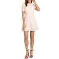 thumbnail image 1 of Unique Bargains Women's Heart Print Puff Sleeve Peter Pan Collar A Line Mini Dress XS White Red, 1 of 7