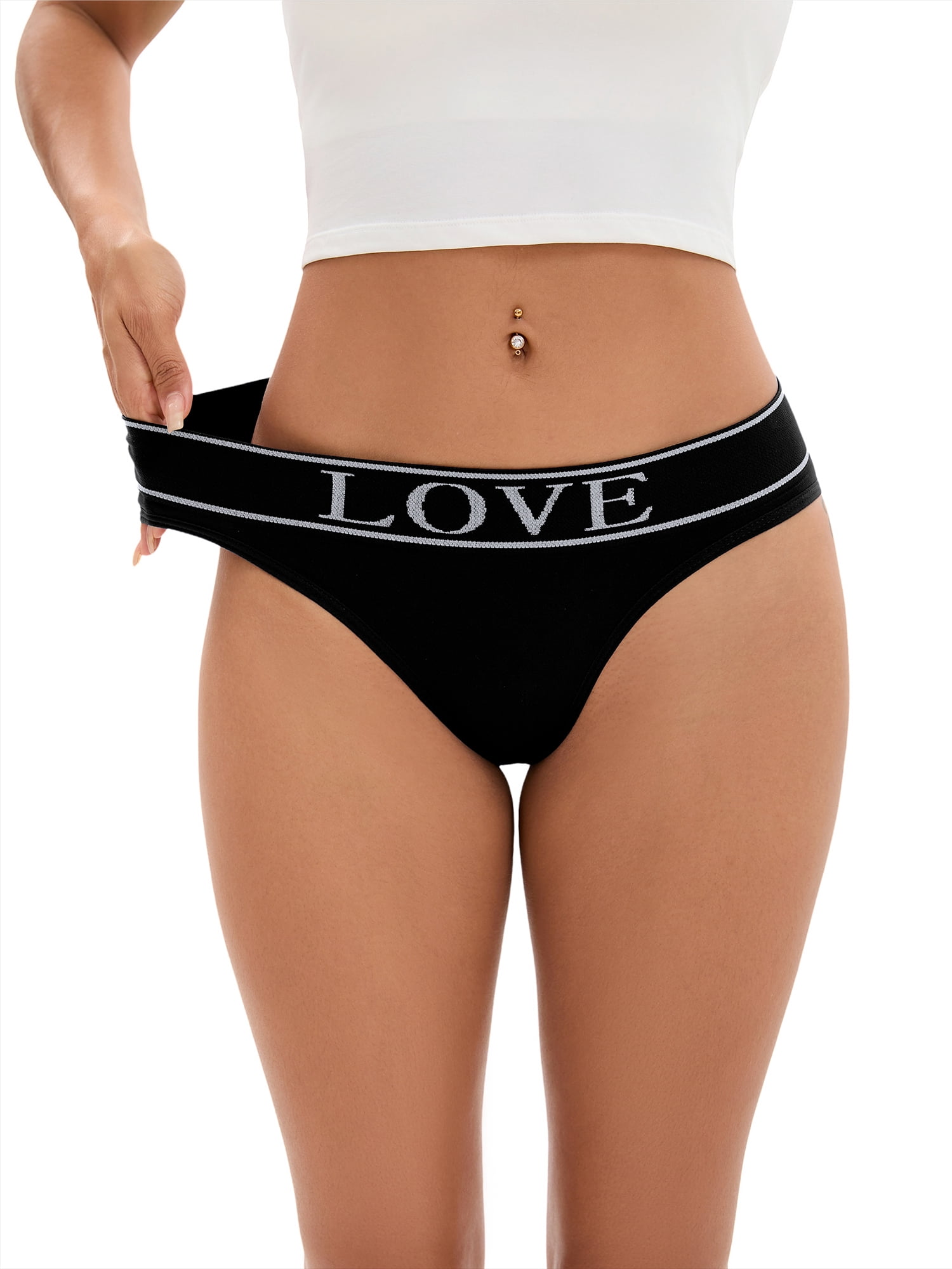 Unique Bargains Women's High Elasticity Panties Mid-Waisted No Trace Briefs L Black