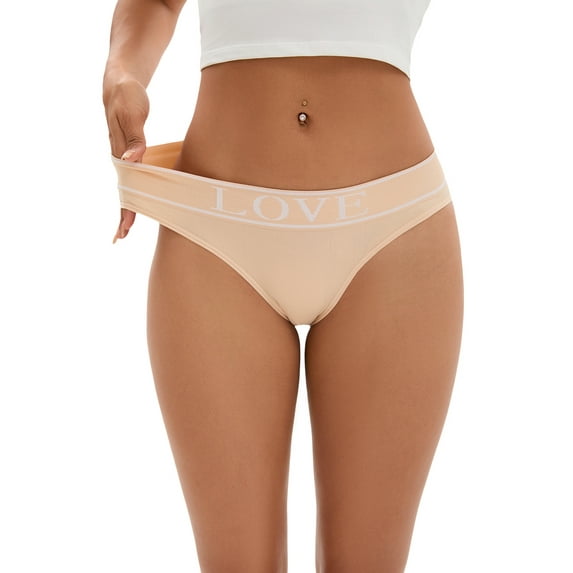Unique Bargains Women's High Elasticity Panties Mid-Waisted No Trace Briefs M Beige