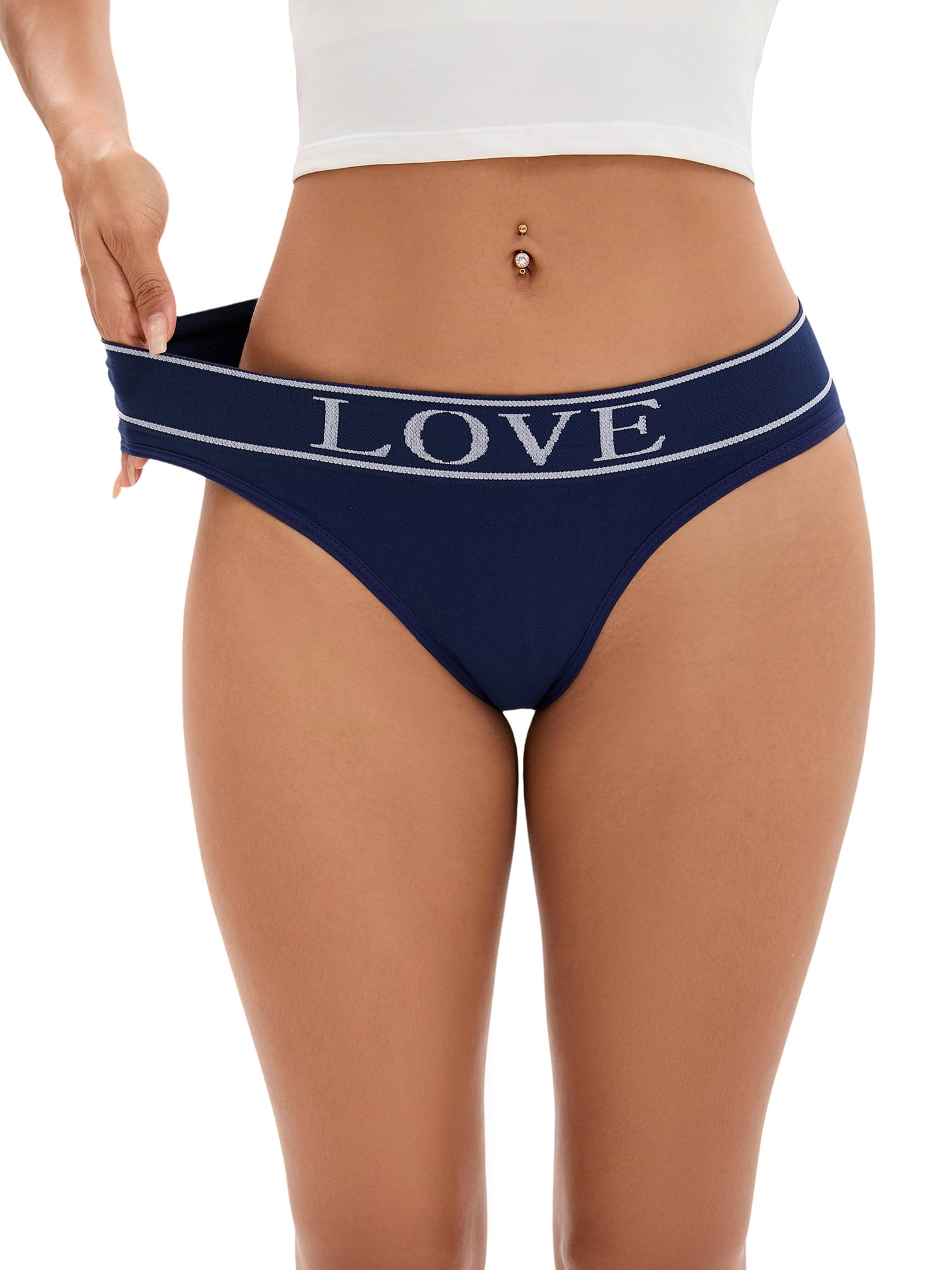 Unique Bargains Women's High Elasticity Panties Mid-Waisted No Trace Briefs S Blue