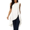 thumbnail image 1 of DARING DIVA Women's High Low Hem Crew Neck Sleeveless Tunic Top White L, 1 of 7