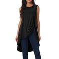 thumbnail image 1 of DARING DIVA Women's High Low Hem Crew Neck Sleeveless Tunic Top Black M, 1 of 7