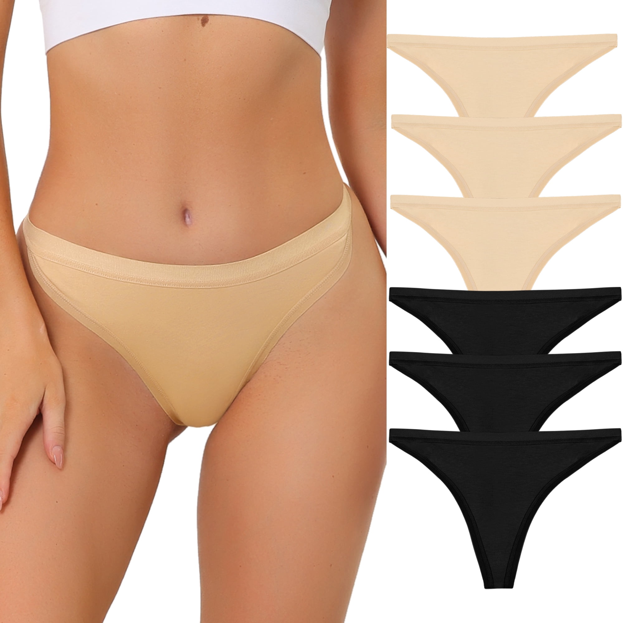 Unique Bargains Women's High Rise Airflow Thongs M 3 Beige/3 Black