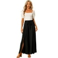 thumbnail image 1 of Unique Bargains Women's High Slit Hem Casual Wide Leg Long Palazzo Pants XL Black, 1 of 6