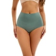 thumbnail image 1 of DARING DIVA Women's High Waist Briefs Flatten Stomach Shapewear Panties Dark Green L, 1 of 6