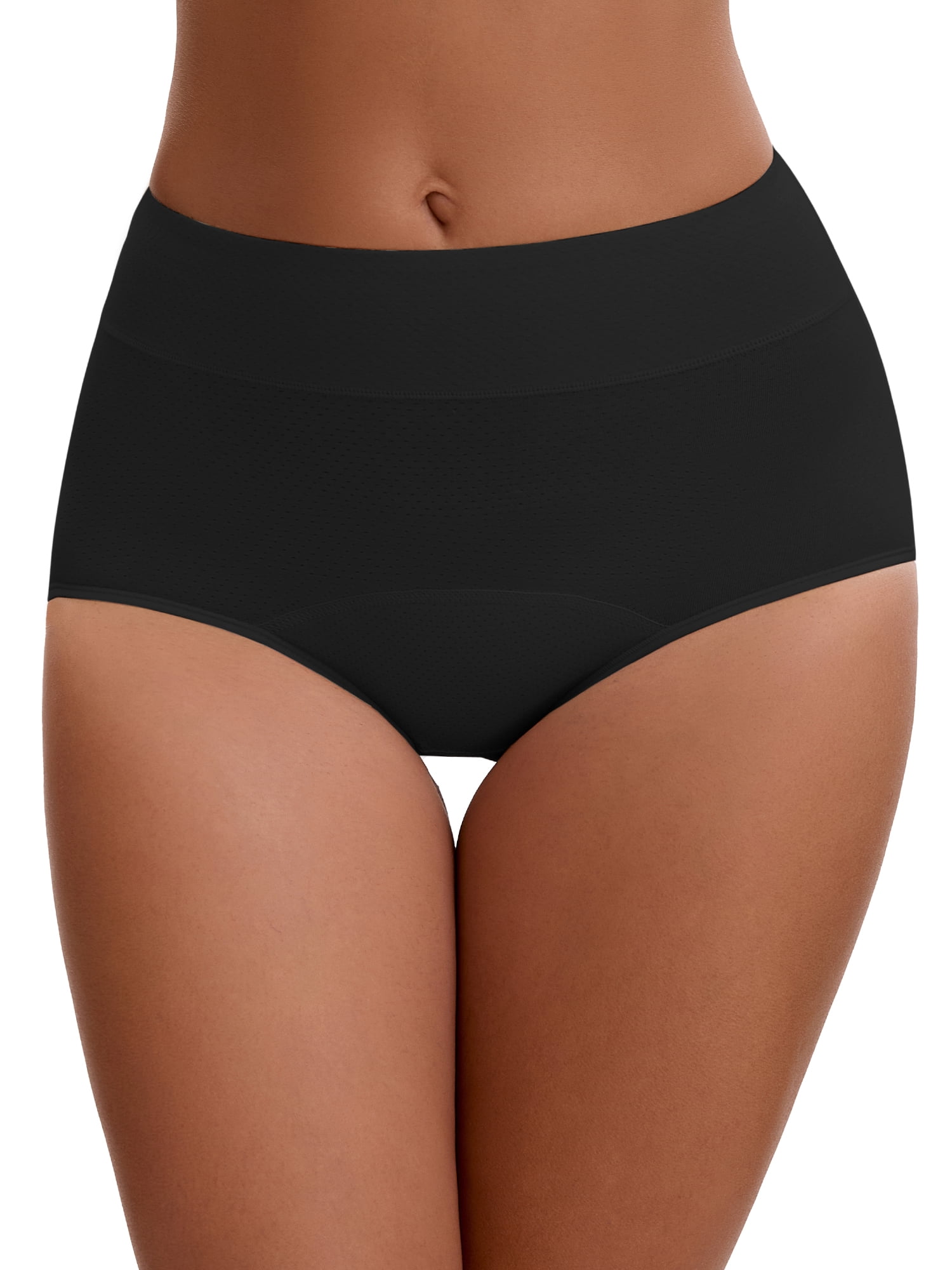 Unique Bargains Women's High Waist Cotton Briefs with Leak Proof Feature L Black