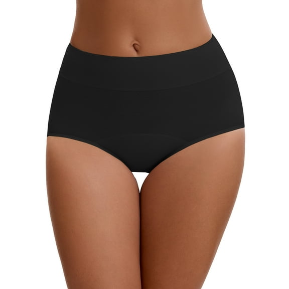 Unique Bargains Women's High Waist Cotton Briefs with Leak Proof Feature M Black