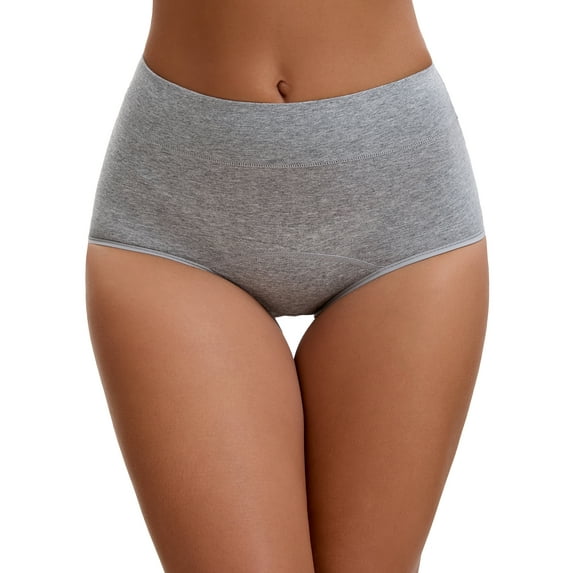 Unique Bargains Women's High Waist Cotton Briefs with Leak Proof Feature S Gray
