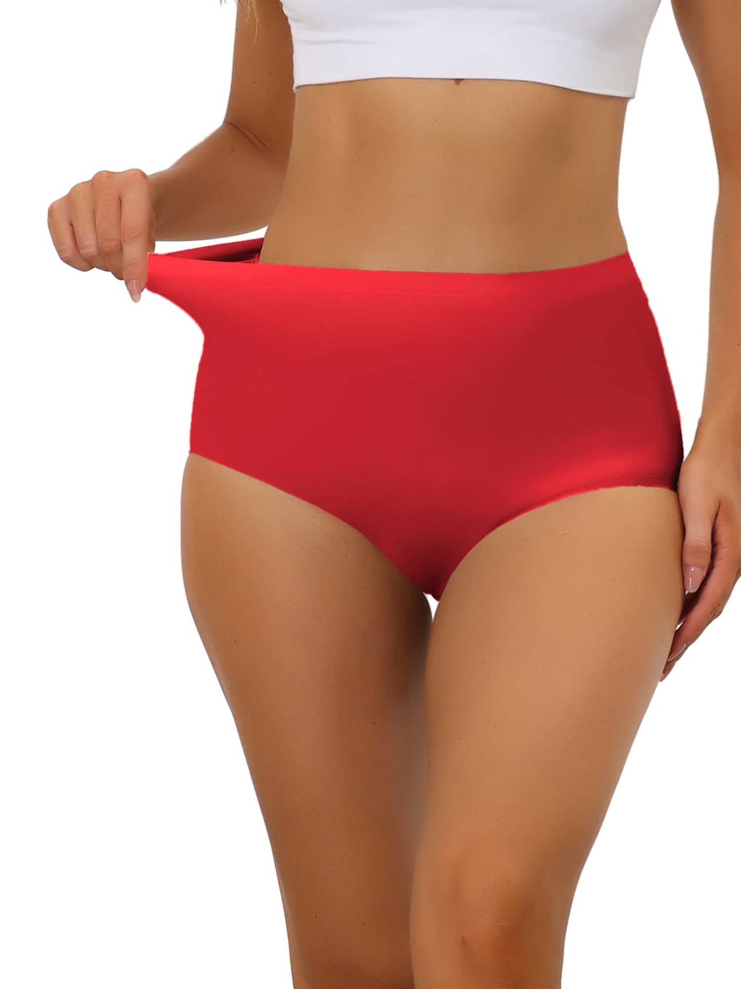 DARING DIVA Women's High-Waist Invisibles Underwear Breathable Panties L Bright Red