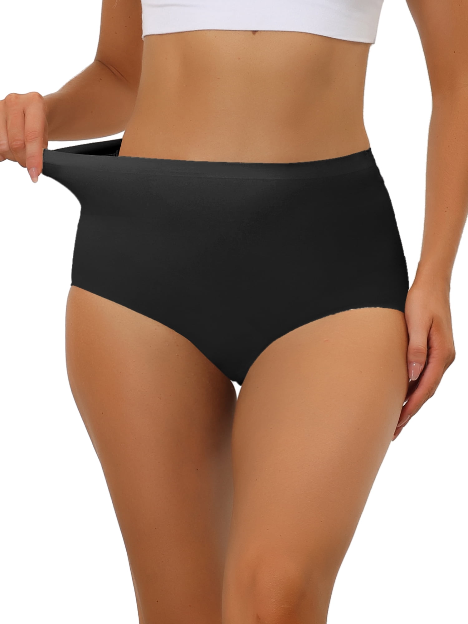 DARING DIVA Women's High-Waist Invisibles Underwear Breathable Panties M Black