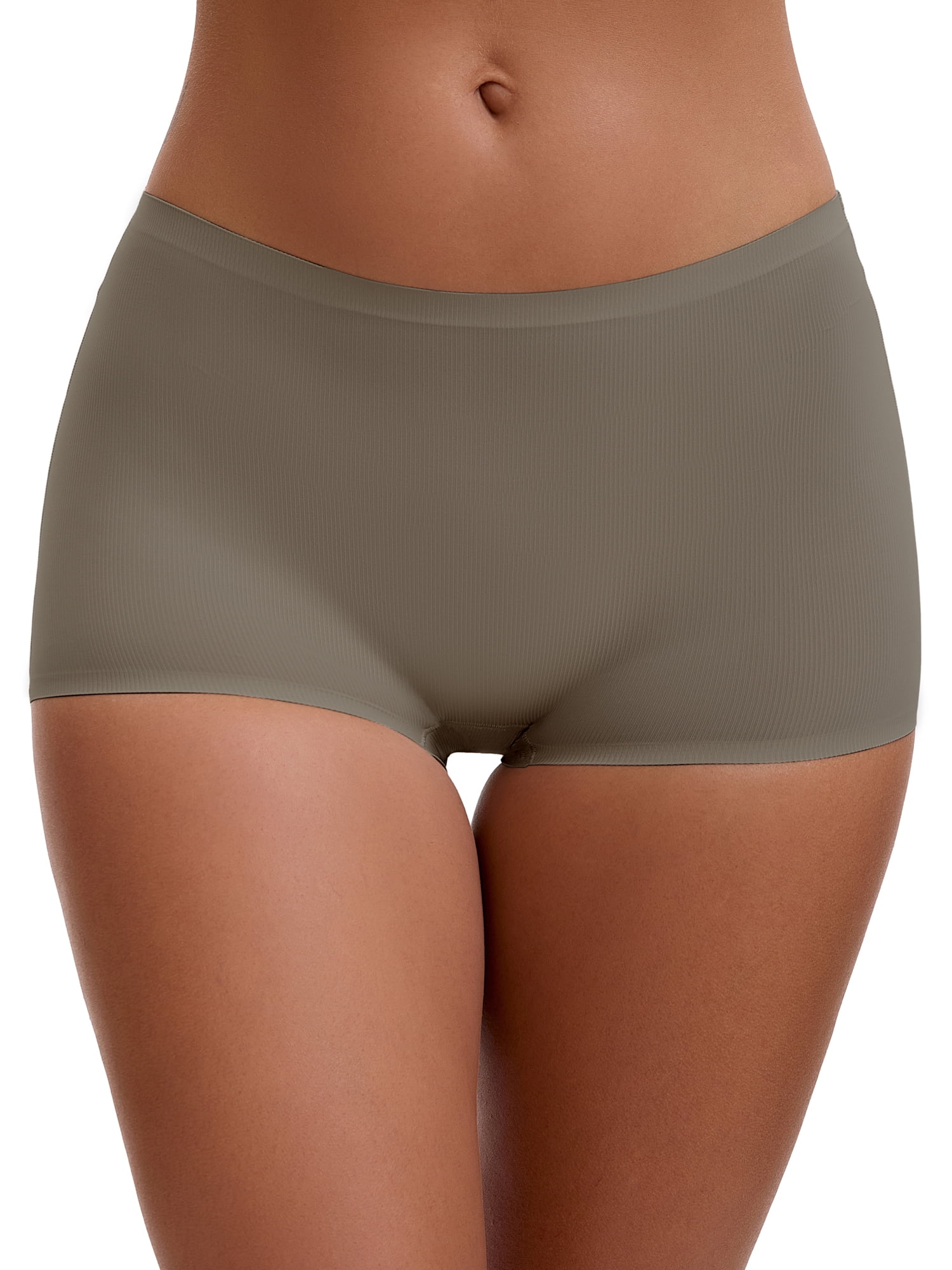 Unique Bargains Women's High Waist Seamless Ice Silk Breathable Boyshorts L Brown