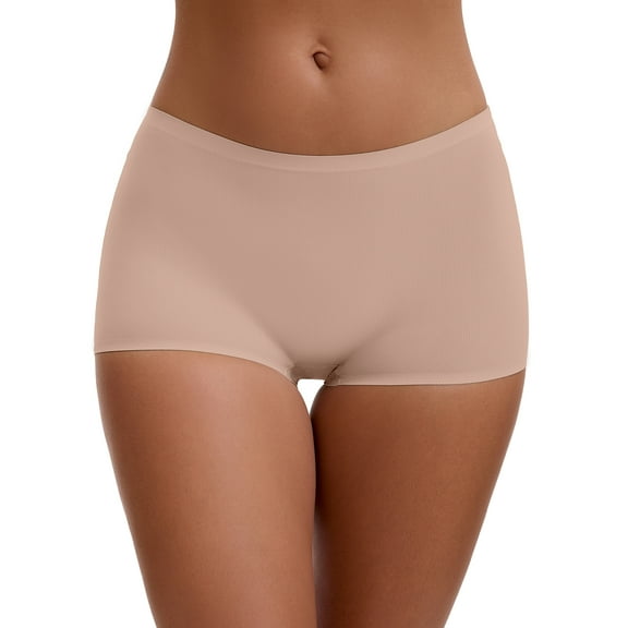 Unique Bargains Women's High Waist Seamless Ice Silk Breathable Boyshorts M Light Pink