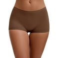 thumbnail image 1 of Unique Bargains Women's High Waist Seamless Ice Silk Breathable Boyshorts S Dark Brown, 1 of 6
