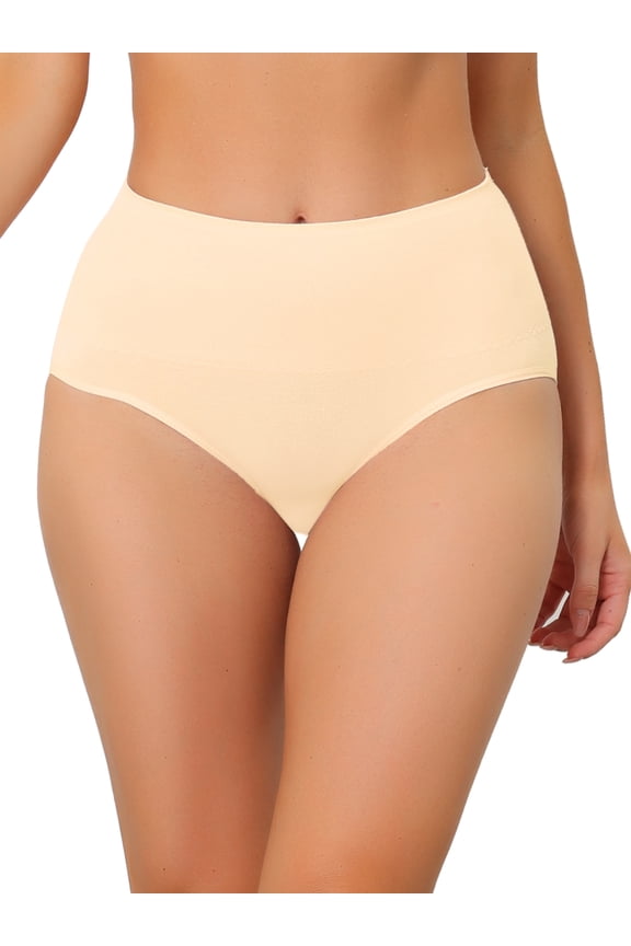 Women's High Waist Shaping Tummy Control Panties Brief L Beige