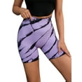 thumbnail image 1 of Unique Bargains Women's High Waist Tie Dye Biker Shorts Thigh Shapers Shorts L Purple, 1 of 6