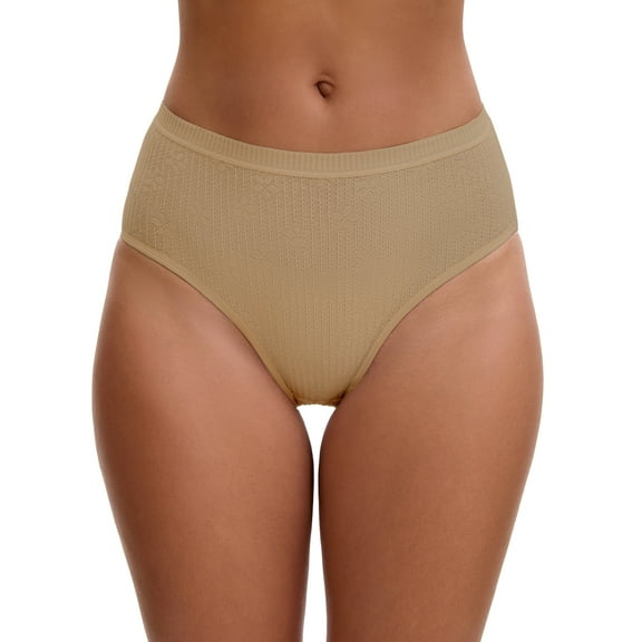 Unique Bargains Women's High Waist Tummy Control Briefs Underwear XL Beige