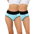 thumbnail image 1 of Unique Bargains Women's High Waist Tummy Control Color-Block Brief 2 Pack S Light Blue, 1 of 6