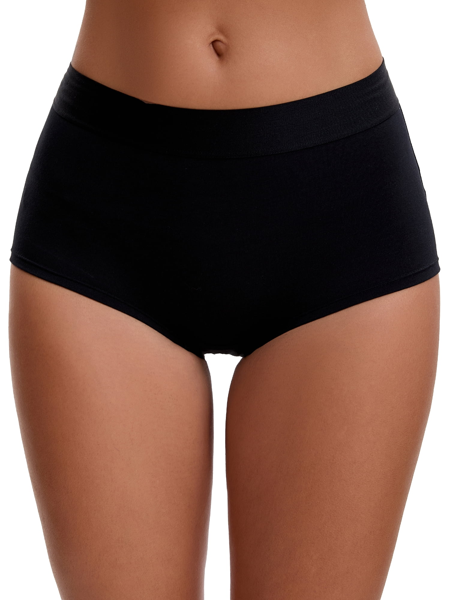 Unique Bargains Women's High Waist Tummy Control Elastic Waistband Boyshorts L Black